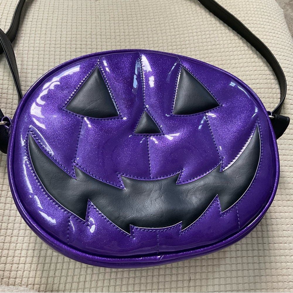 COPY - Love pain and stitches purple Jack o lantern bag purse